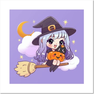 Chibi Girl Witch Halloween Costume Posters and Art